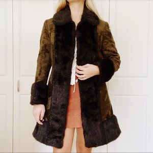vintage black shearling coat